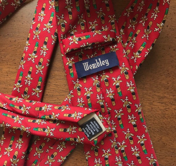 90s Mens Christmas Reindeer Necktie - image 3