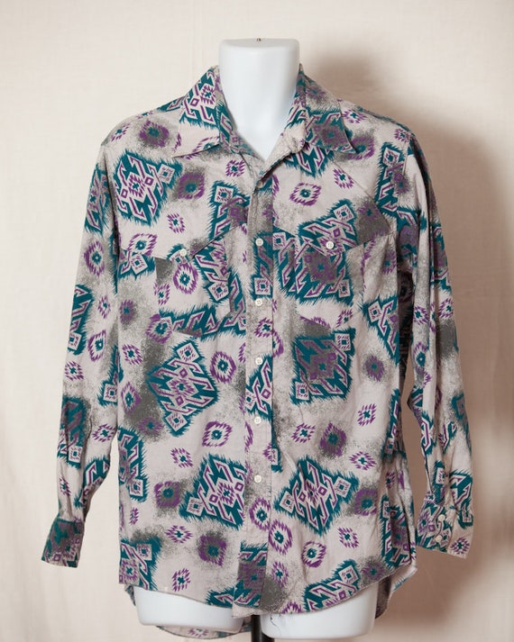 Awesome Vintage 80s 90s Men's Button Down Western… - image 2