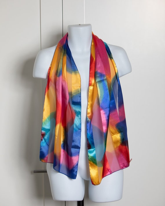 80s 90s bright colorful scarf