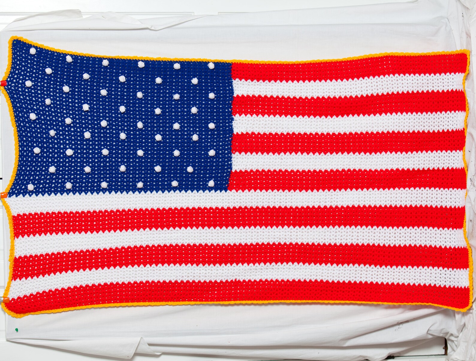 Vintage Blanket American Flag Knitted Blanket Afghan Homemade Etsy