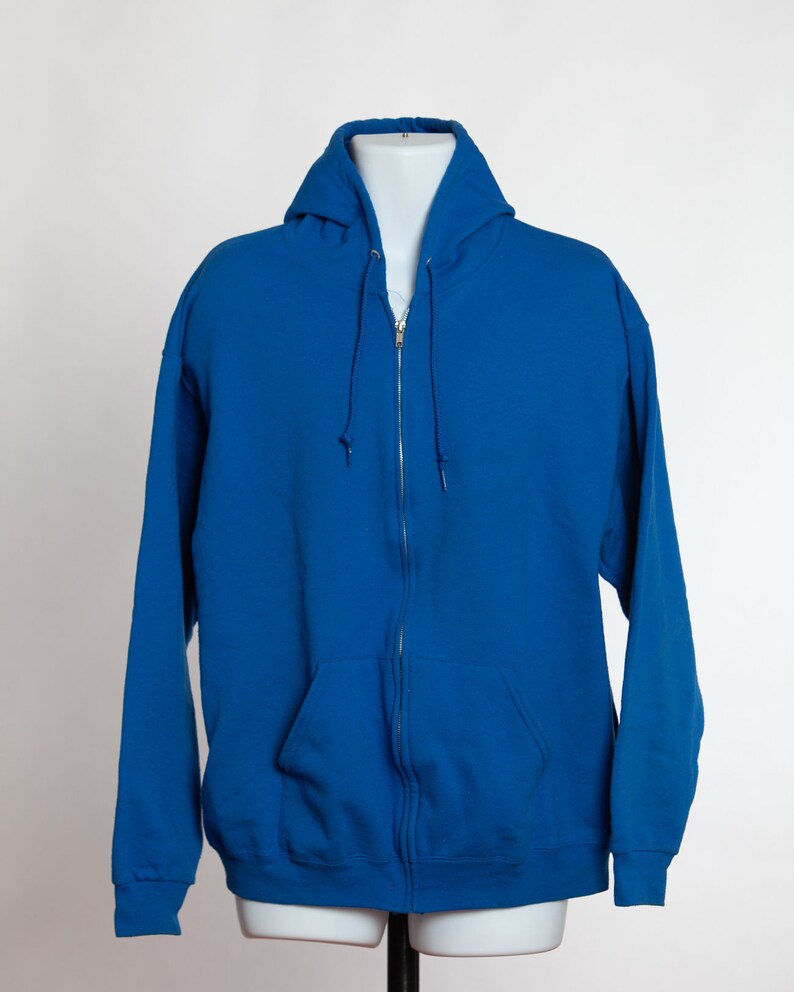90s Blue Hoodie full metal zipper ATHENA Career Academy Etsy