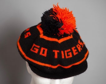 Vintage 80s GO TIGERS orange and black Tam Hat