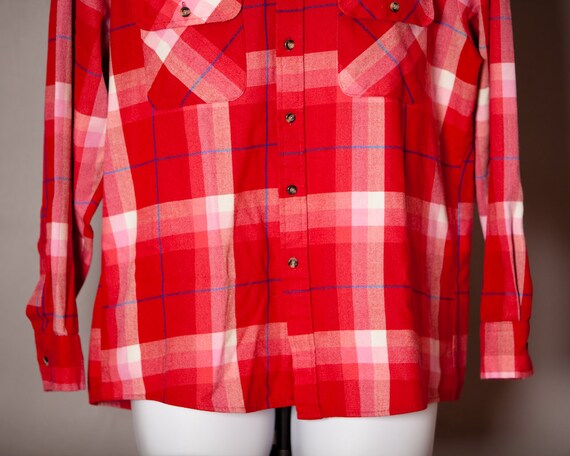 Vintage 70s 80s Men's Button Down Shirt - red - S… - image 3