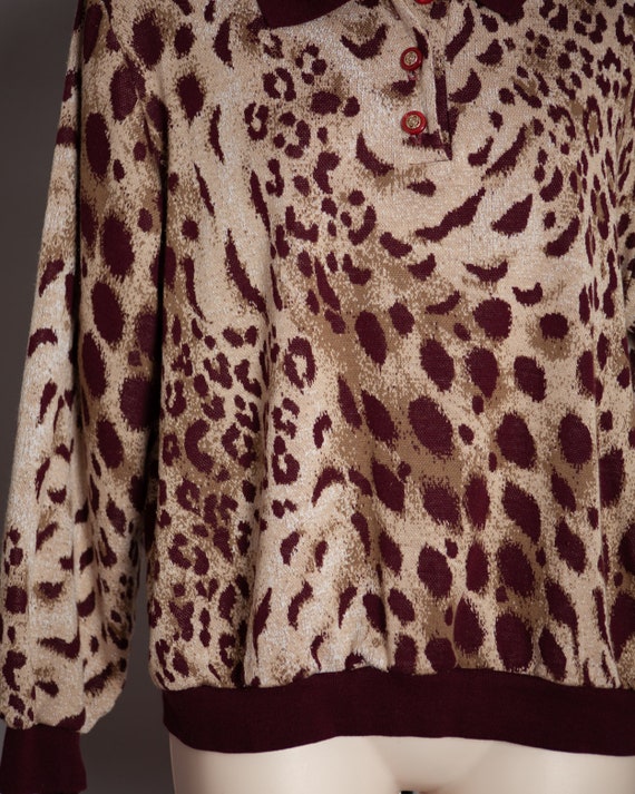 60s 70s Women's Leopard Animal Print Long Sleeve … - image 5