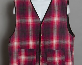 80s 90s Plaid Quilted Vest - Shirt Junction