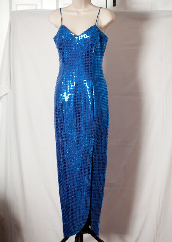 Vintage 80s 90s Blue Sequins Dress - ROBERTA