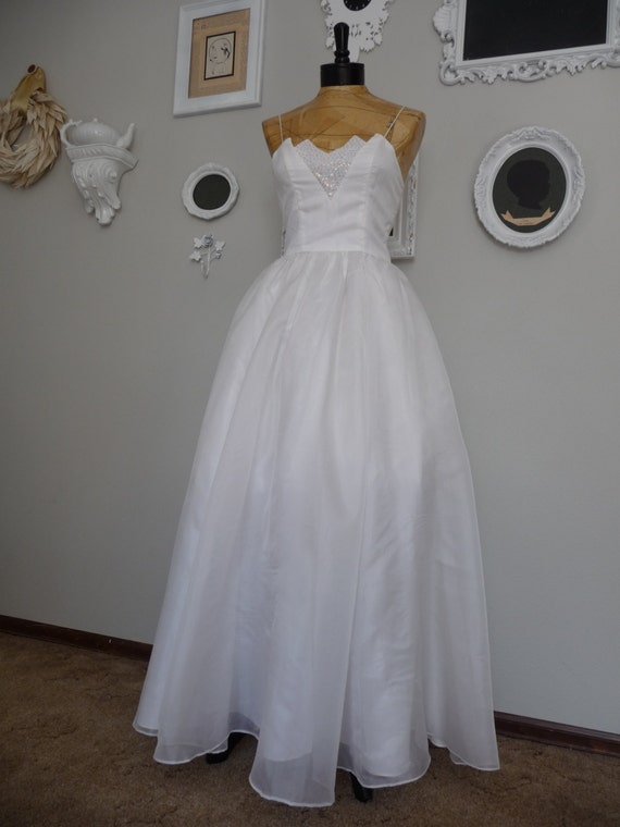 Vintage 1960s Candy Jones White Sparkle Ball Gown