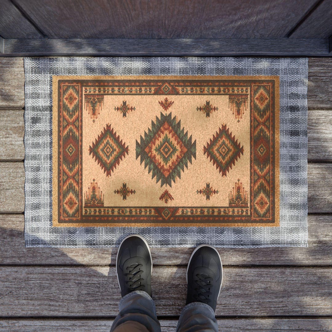 Doormat Native Southwestern Navajo Doormat, Tribal Geometric Coconut Coir Door Mat ...