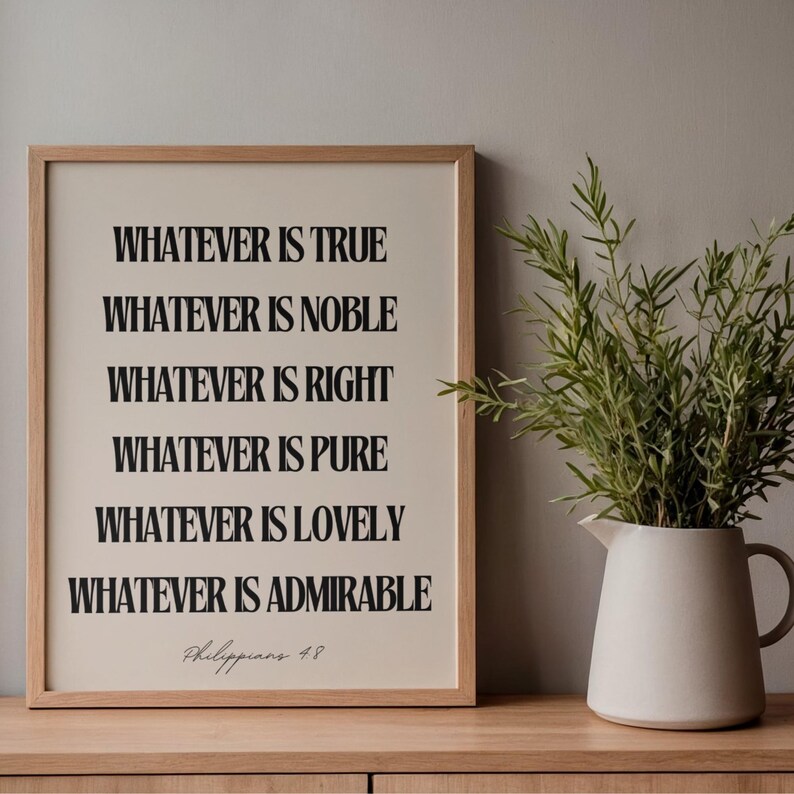 Whatever Right Philippians 4:8 Wall Art Printable | Whatever is True Scripture ...