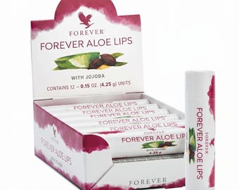 Forever Aloe Lips Balm – Jojoba, Beeswax, Hydrating Lip Care (12 Pack)