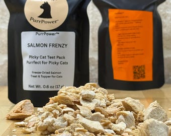 PurrPower™ Salmon Frenzy™ | Freeze-Dried Salmon Cat Treats & Food Topper | Picky Eater Solution | High Protein (0.6 oz)