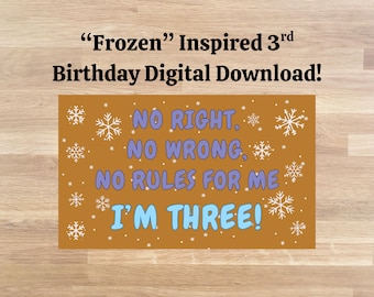 Banner de cumpleaños inspirado en Frozen de Disney / Canva / Decoración para fiesta de tercer cumpleaños / Descarga instantánea / Plantilla de banner de papel / Cumpleaños de Frozen