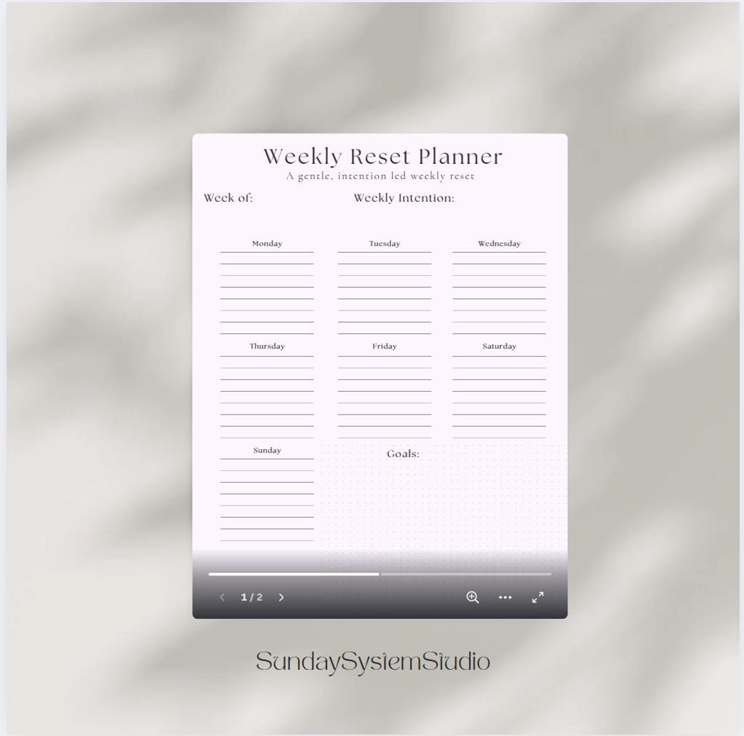 Weekly Reset Planner Printable | Gentle Weekly Planner for Wellness - Etsy