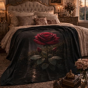 Manta de rosas rojas, regalo romántico para el Día de San Valentín, accesorio para el dormitorio, manta floral, poliéster suave, estampado vívido, adorno decorativo para colgar en la pared.