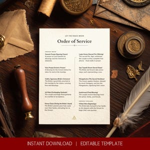 Wizard Wedding Order of Service Template | Magical Ceremony Program | Editable Canva Printable