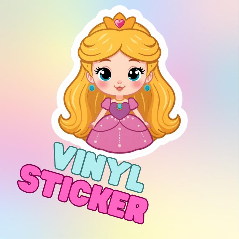 Small Princess Sticker Cute Princess Sticker | Pastel Princess Vinyl Sticker for Kids | Kawaii ...