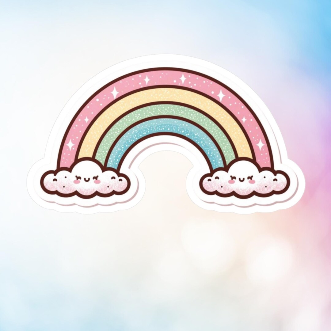 Cute Rainbow Sticker | Pastel Rainbow Vinyl Sticker for Kids | Happy ...
