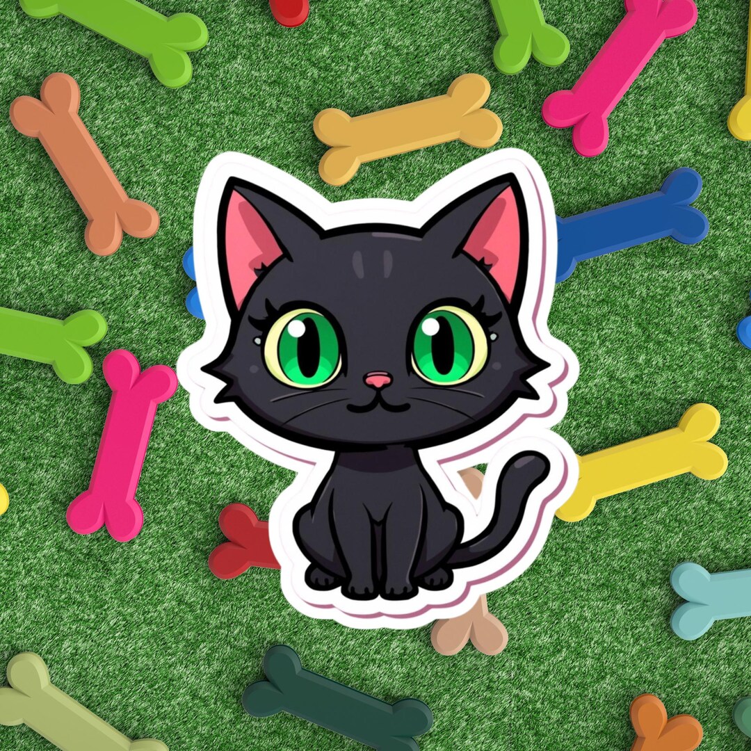 Black Cat Vinyl Sticker | Cute Cat Sticker | Funny Cat | Animal Sticker ...