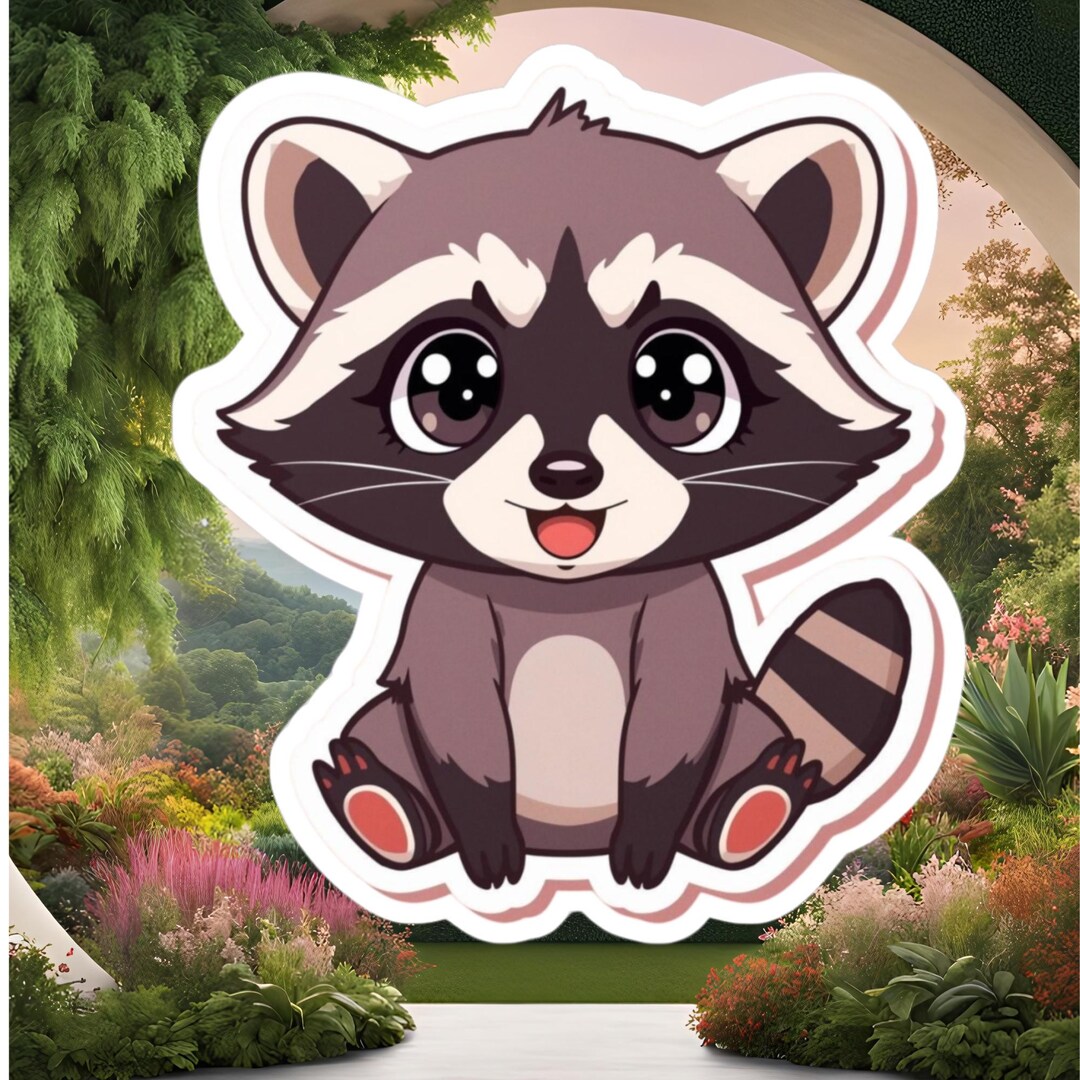 Cute Raccoon Sticker | Kawaii Raccoon Vinyl Sticker | Adorable Trash ...