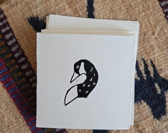 Hand-printed mini linocut "goose" - folk art print | linocut | linoprint