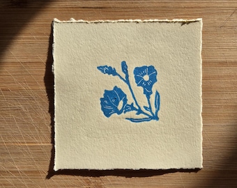 Hand-printed linocut "Petunia" - botanical art print | linocut | linoprint