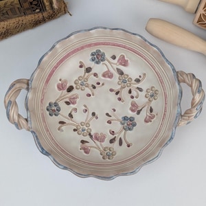Vintage Austrian Ainring Keramik Handarbeit bowl | Hand-carved & hand-painted Mid-Century pottery dish