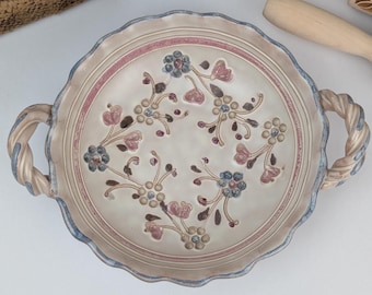 Vintage Austrian Ainring Keramik Handarbeit bowl | Hand-carved & hand-painted Mid-Century pottery dish