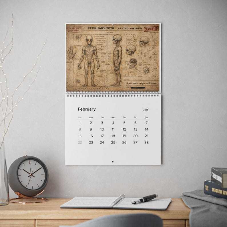 Classified Alien Files Calendar 2026 | Secret UFO Blueprints ...