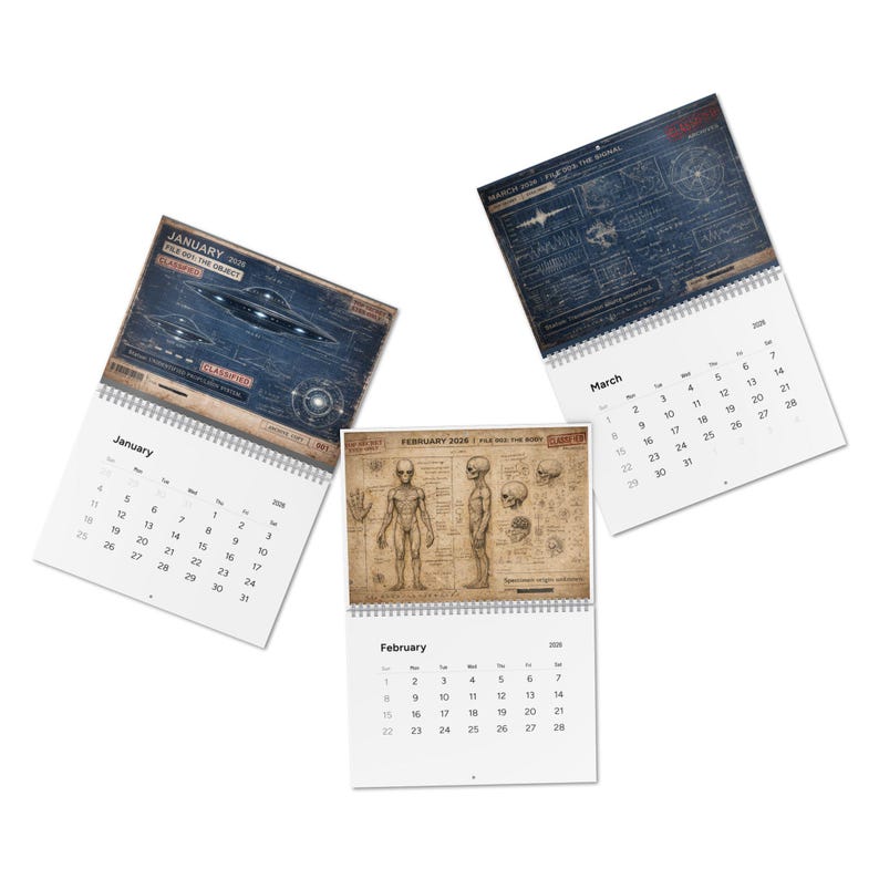 Classified Alien Files Calendar 2026 | Secret UFO Blueprints ...
