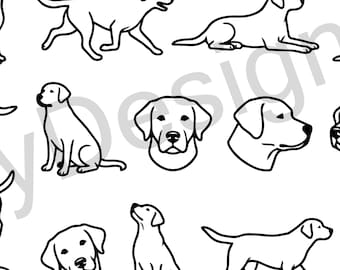 Labrador Line Art Clipart, Dog SVG PNG, Pet Lover Gift (Digital Download)