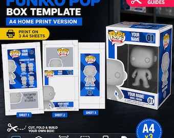 Plantilla PSD para caja Funko Pop personalizada / Diseño de empaque A4 editable (Descarga digital)