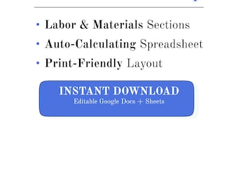 Contractor Estimate Template | Editable Job Estimate Form for Handyman & Home Services