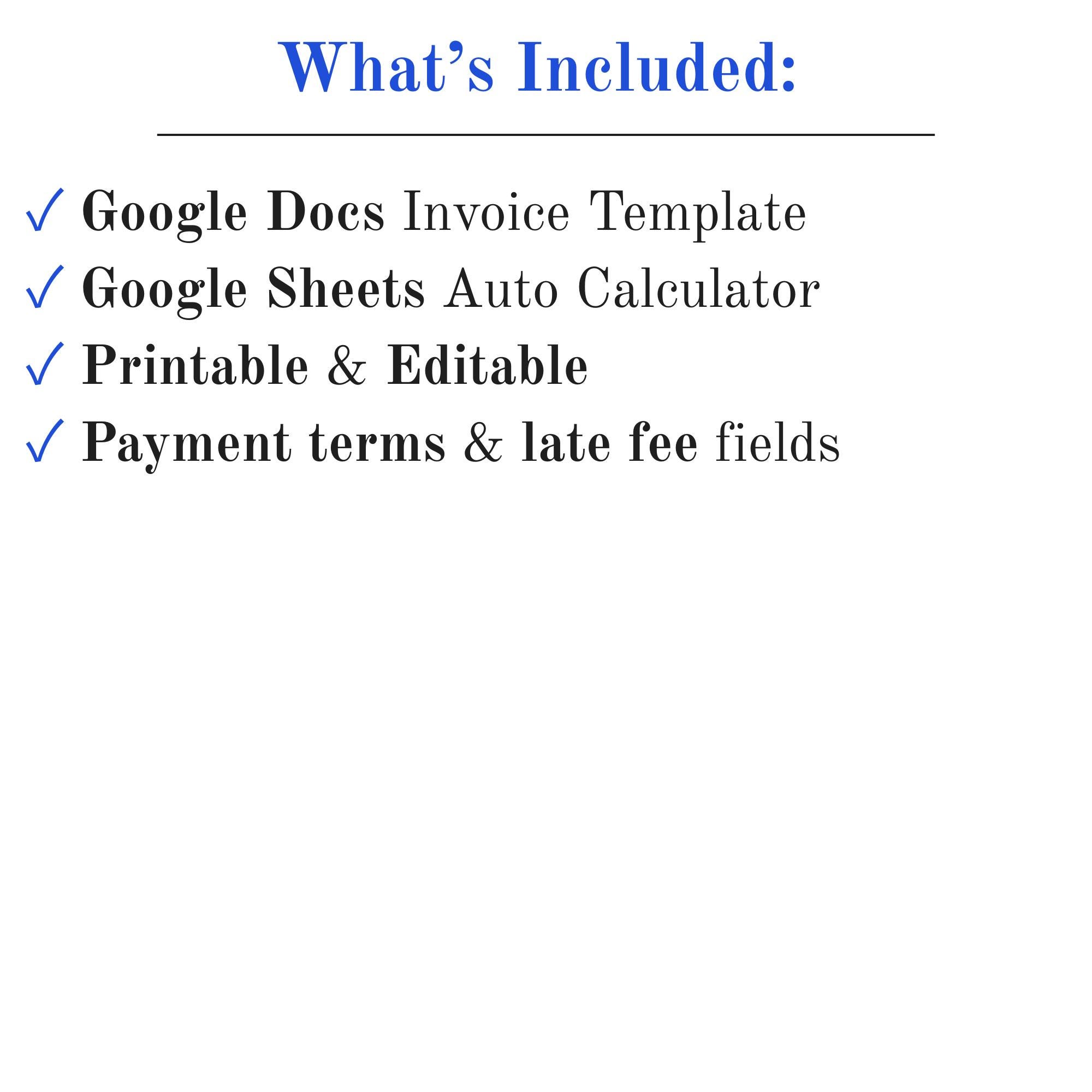 Contractor Invoice Template | Google Docs & Sheets | Editable Invoice ...
