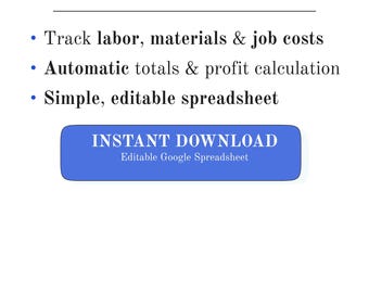 Contractor Job Cost Tracker Spreadsheet – Track Labor & Materials – Google Spreadsheet Template