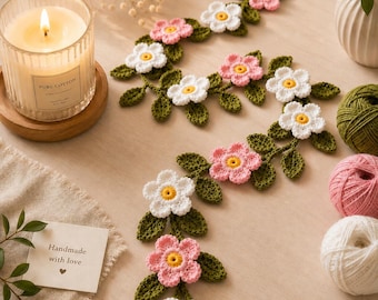 Crochet Flower Garland Pattern | Crochet Flower Pattern | Crochet Leaf Garland Pattern | Beginner Friendly PDF