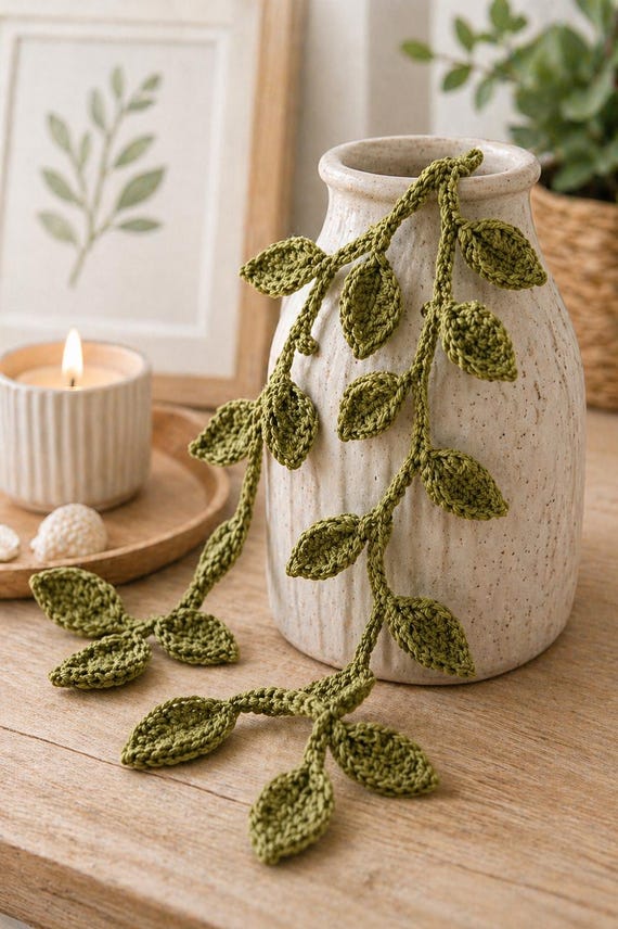 Crochet Leaf Garland Pattern | Crochet Vine Pattern | Crochet Plant Pattern | DIY Home Decor | Beginner Friendly PDF