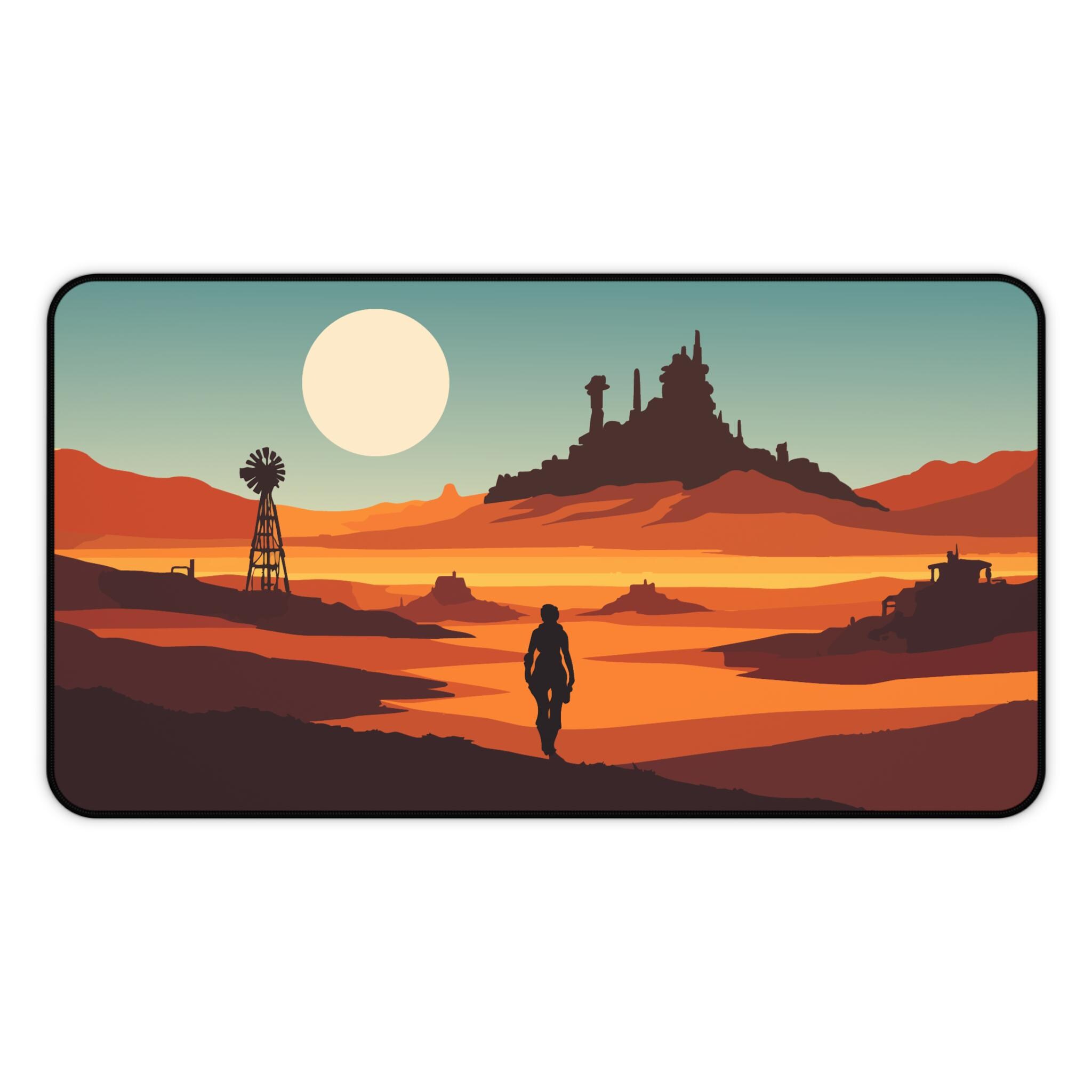 Vault Fallout Mat Fallout Desk Mat, Lone Wanderer Desert Wasteland at Sunset, Post ...