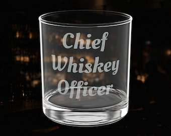 Verre à whisky en chef, verre à whisky gravé, verre à whisky 10,5 oz, cadeau bourbon amusant pour lui