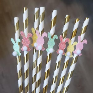 READY TO SHIP Bunny Straws, Some Bunny is One, Easter Straws, Bunny First Birthday, Easter Decor, Bunny Party, Easter Decorations, 12 Straws image 5