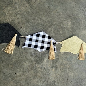 Graduation Party Banner, 2025 Graduation Decorations, Buffalo Plaid Graduation Decoration, Buffalo Check, Black Gold, Graduation Garland