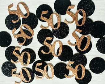50e anniversaire Confetti, Rose d’or d’anniversaire, confettis Party d’anniversaire, 50 confettis, confettis 30, 40, décorations de fête d’anniversaire, 100 pièces