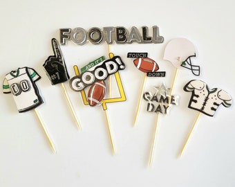 Football Cupcake Toppers, Football Party, football birthday decorations, football baby shower,  sports theme party, decorations SET OF 12