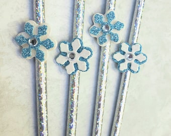 Snowflake Straws, Winter Onederland Straws, Wonderland Party Decorations, Coffee Bar Straws, Winter Party Straws, Shower, SET OF 12 Straws