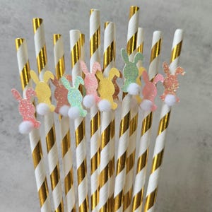 READY TO SHIP Bunny Straws, Some Bunny is One, Easter Straws, Bunny First Birthday, Easter Decor, Bunny Party, Easter Decorations, 12 Straws image 2