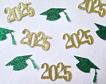 2025 Graduation Confetti, Black and Gold Confetti, Graduation Hat Confetti, 2025 Confetti, Graduation Party Decoration, 100 PIECES