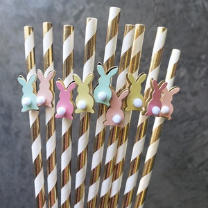 READY TO SHIP Bunny Straws, Some Bunny is One, Easter Straws, Bunny First Birthday, Easter Decor, Bunny Party, Easter Decorations, 12 Straws