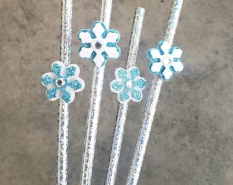 Snowflake Straws, Winter Onederland Straws, Wonderland Party Decorations, Coffee Bar Straws, Winter Party Straws, Shower, SET OF 12 Straws