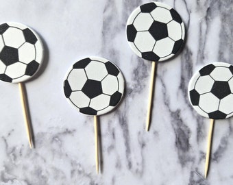 Soccer Cupcake Toppers, Soccer Party Decorations, Soccer Birthday Party, Sports Birthday Party, Soccer Baby Shower SET OF 12 Cupcake Toppers