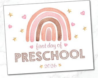 First Day of School Sign: Boho Rainbow Printable (Instant Download, 8x10 JPEG & PDF Files)