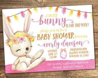 Bunny Baby Shower Invitation / Girl Baby Shower Invitation / Easter Baby Shower / Bunny Shower Invite / Bunny Invite / PRINTABLE FILE
